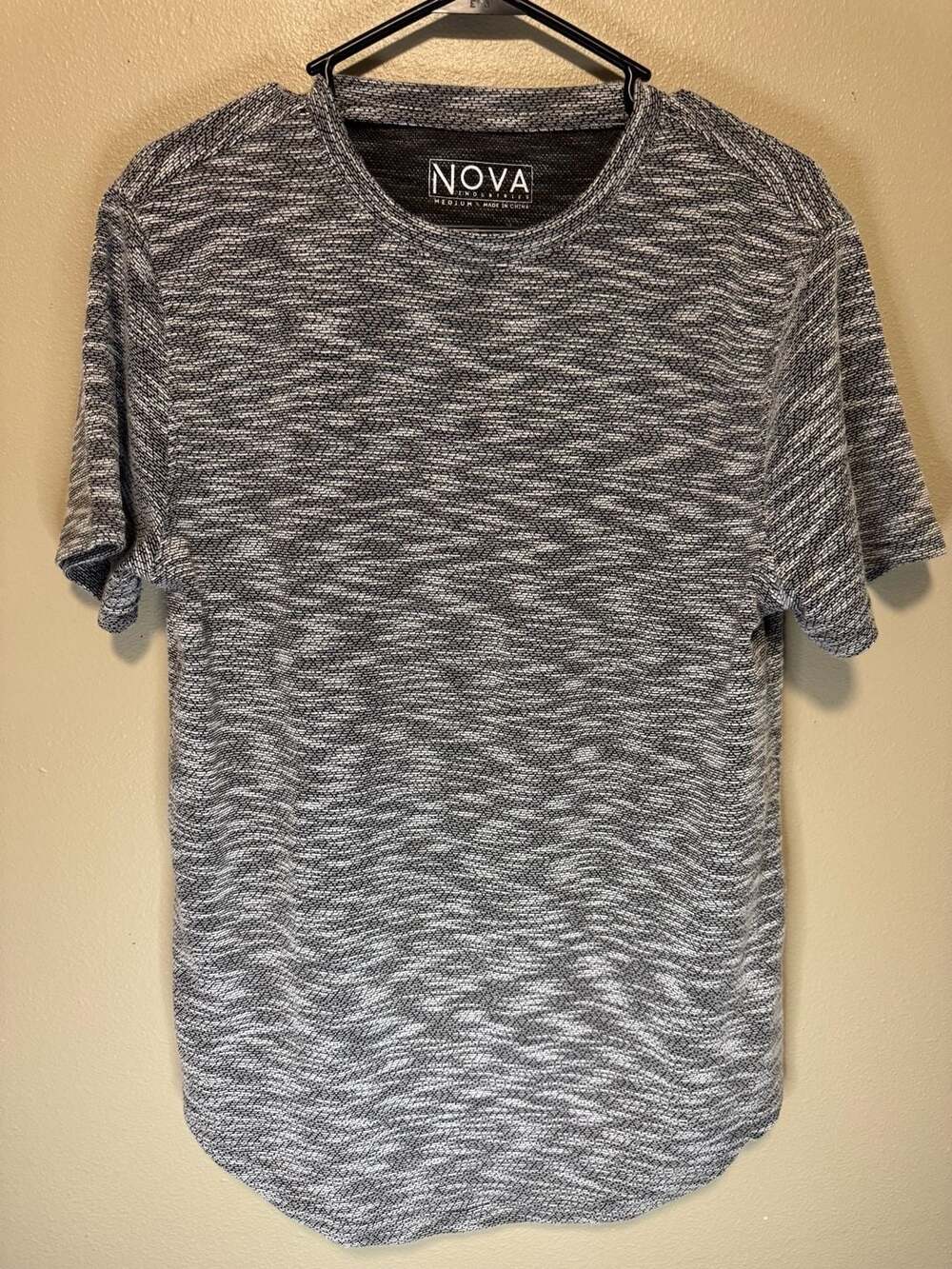 Nova Industries Black and White Marled Short Sleeve T-Shirt Medium